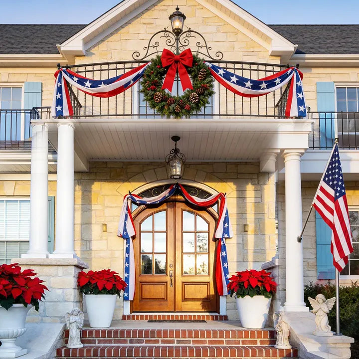 20 FT Patriotic Decorations Bunting Flags– 250th Anniversary Red White Blue Bunting