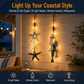 23.2 in × 6.7 in Lighted Coastal Wooden Starfish & Fish Hanging Decor