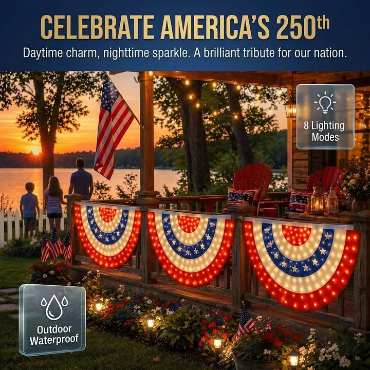 🔥3 x 6 Ft LED Patriotic Bunting Banner for America’s 250th