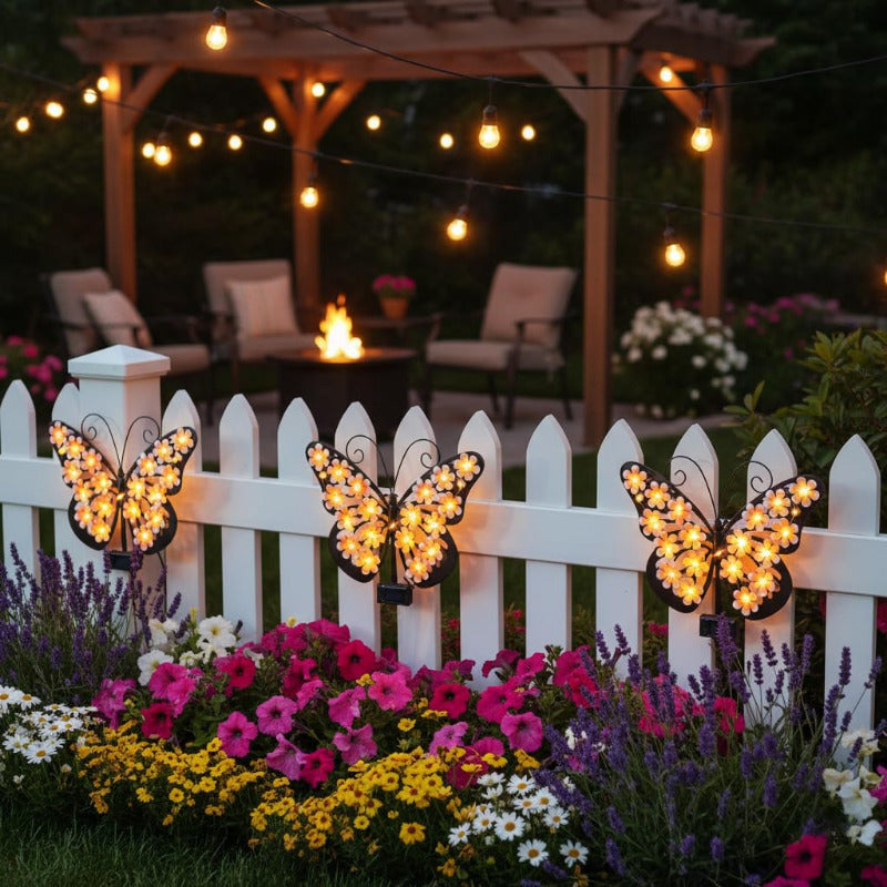Solar Lights Outdoor Metal Butterfly Wall Decor