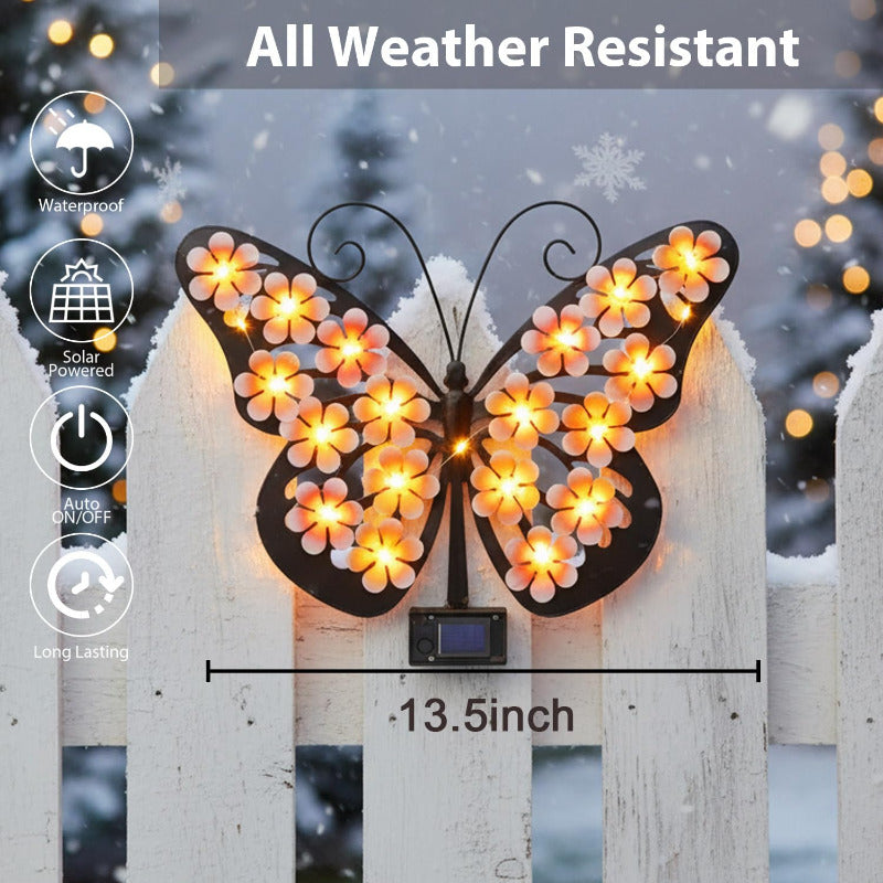 Solar Lights Outdoor Metal Butterfly Wall Decor