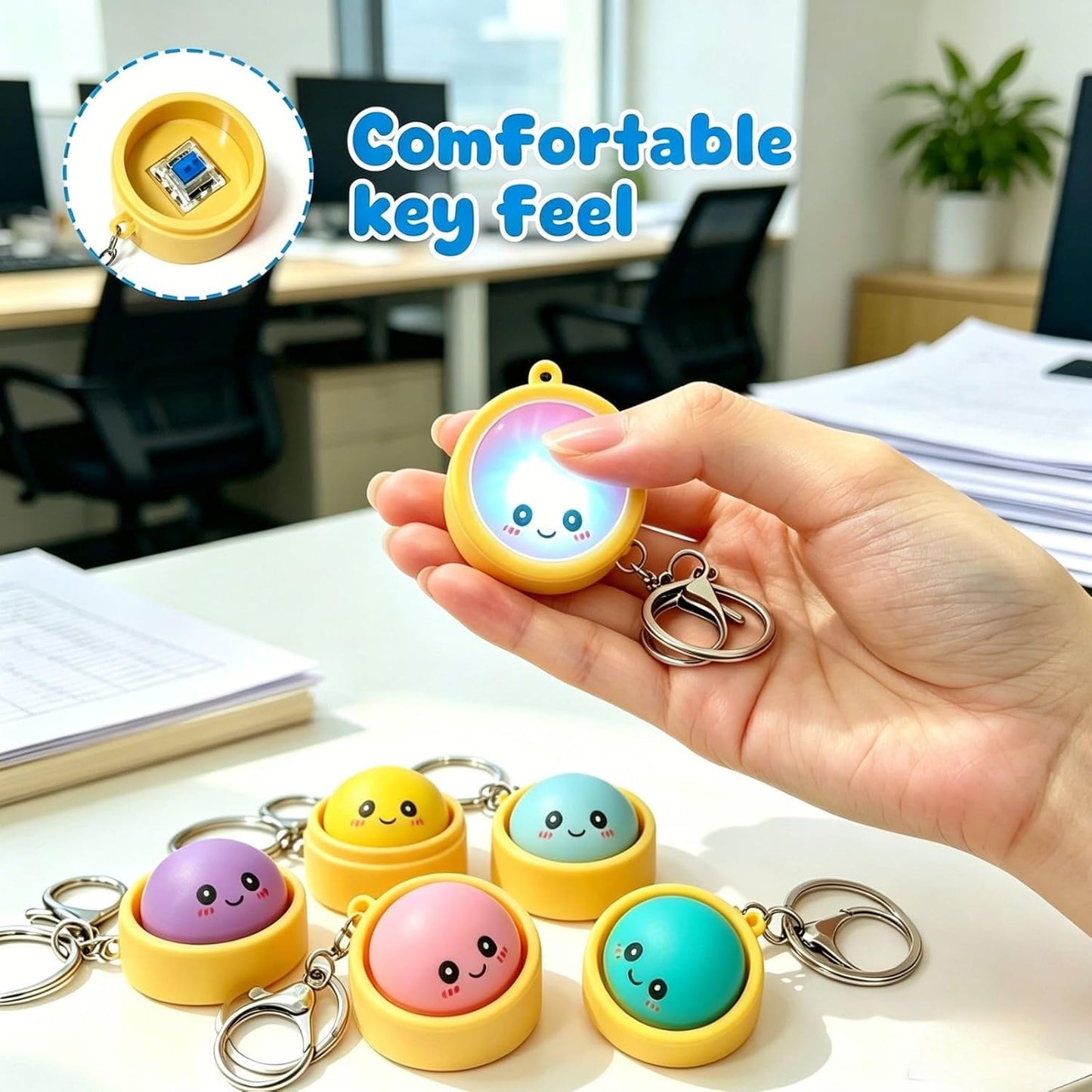 🥟Cute Dumpling Pressable Fidget Keychain-touch sensing light