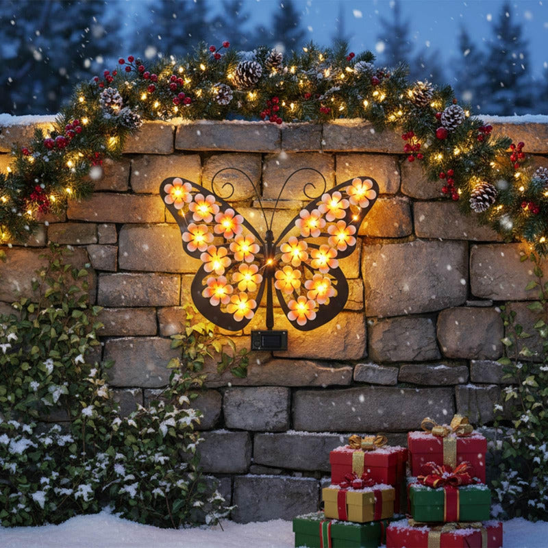 Solar Lights Outdoor Metal Butterfly Wall Decor