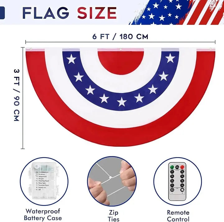 🔥3 x 6 Ft LED Patriotic Bunting Banner for America’s 250th