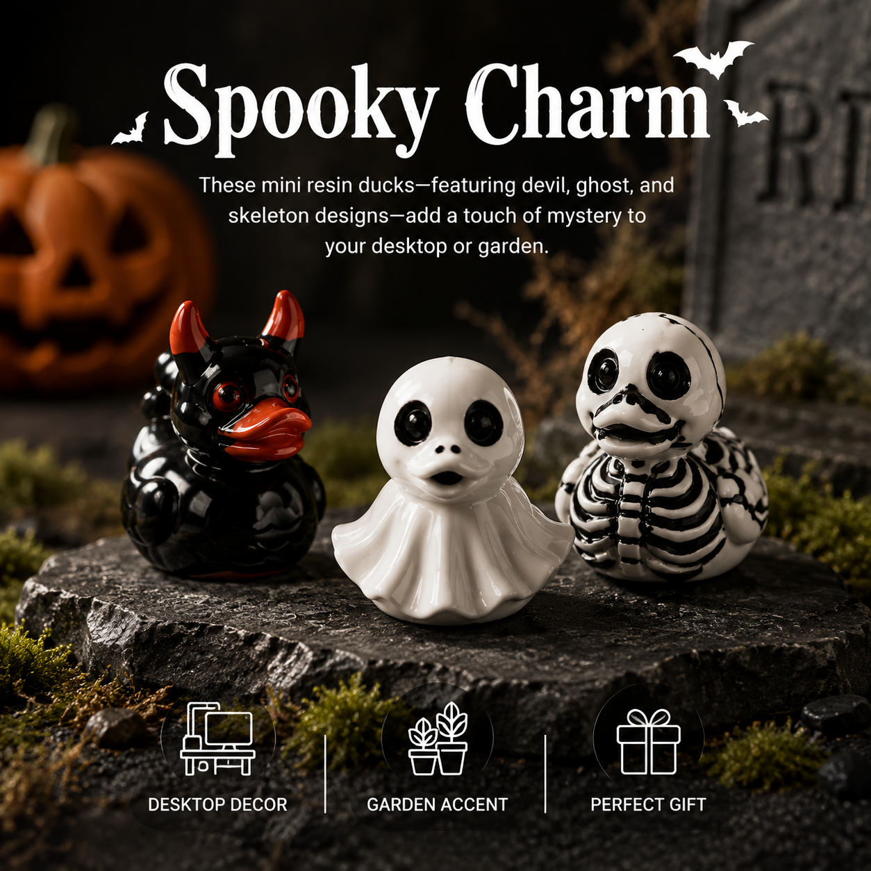 🎃🦆Halloween Mini Devil Chost Skull Ducks
