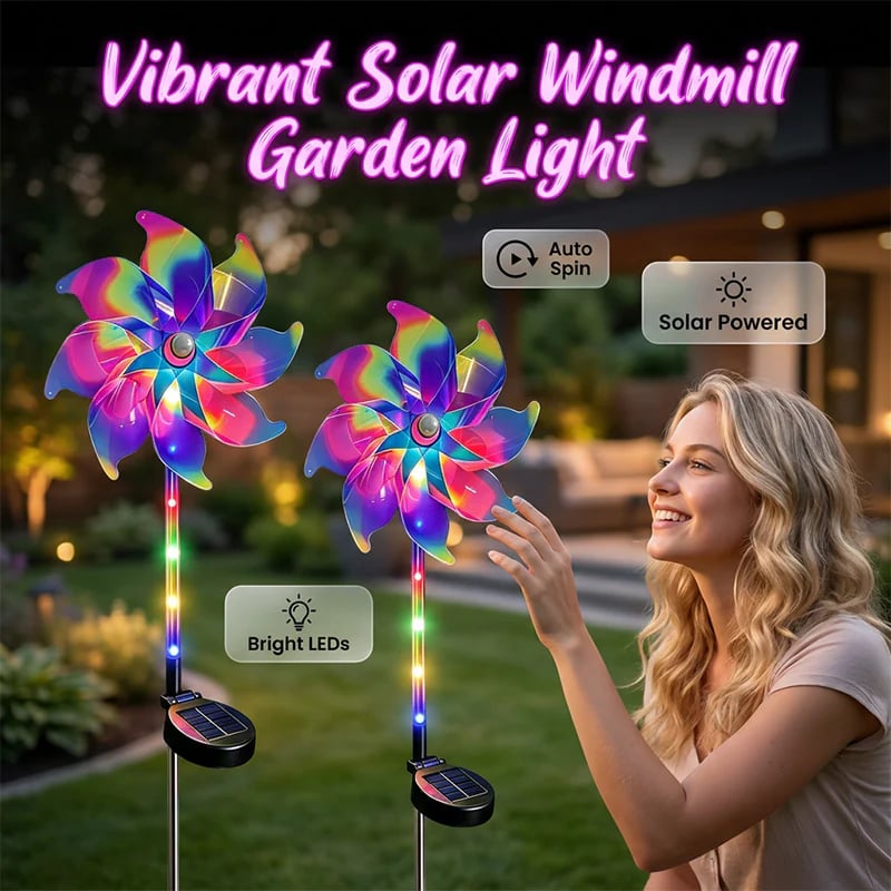 🔥Summer Sale 49% OFF✨ Solar Powered Rainbow Pinwheel Garden Light