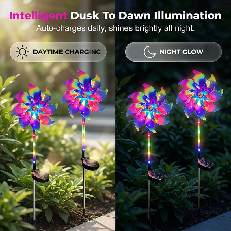 🔥Summer Sale 49% OFF✨ Solar Powered Rainbow Pinwheel Garden Light