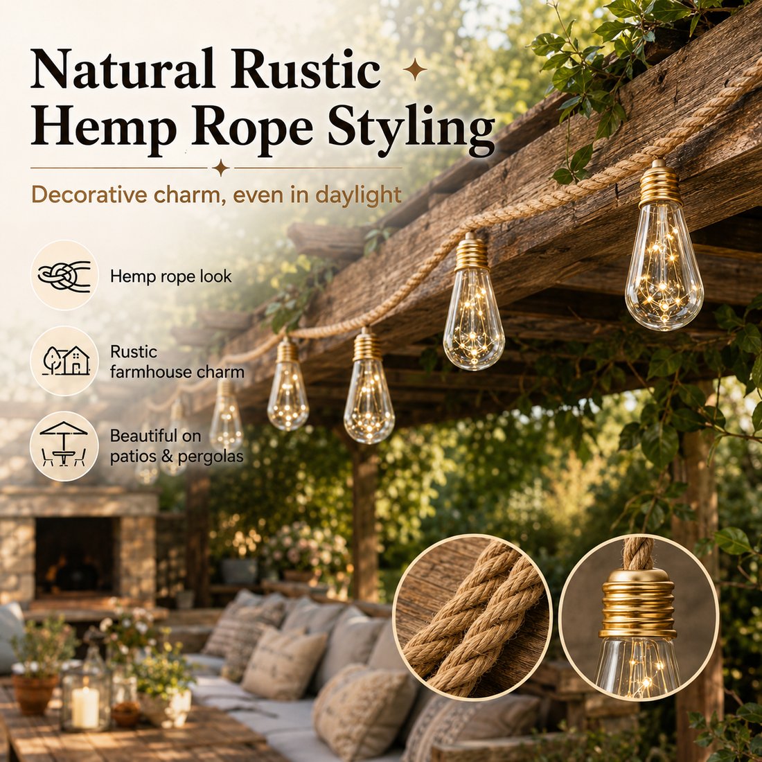 Solar Boho Rope Firefly Lights