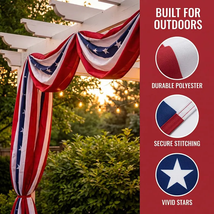 20 FT Patriotic Decorations Bunting Flags– 250th Anniversary Red White Blue Bunting