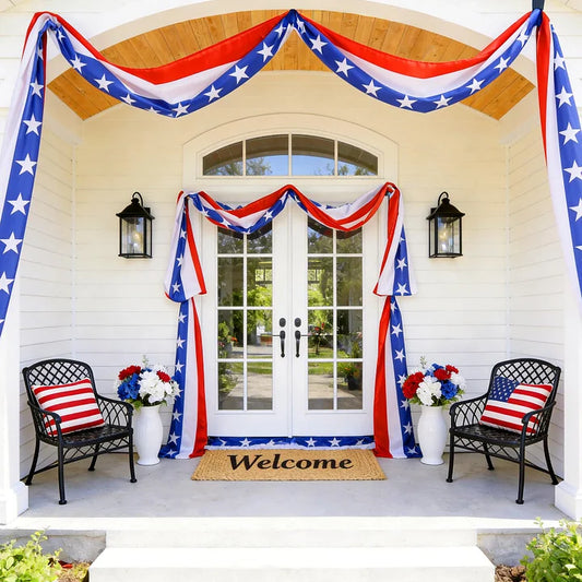 20 FT Patriotic Decorations Bunting Flags– 250th Anniversary Red White Blue Bunting