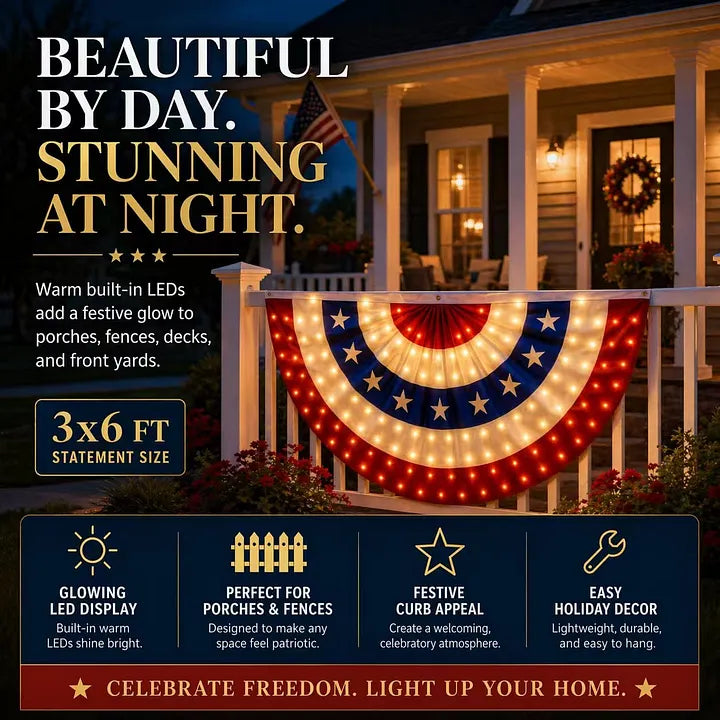 🔥3 x 6 Ft LED Patriotic Bunting Banner for America’s 250th