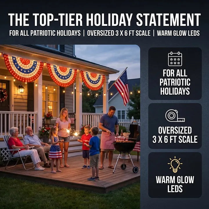 🔥3 x 6 Ft LED Patriotic Bunting Banner for America’s 250th