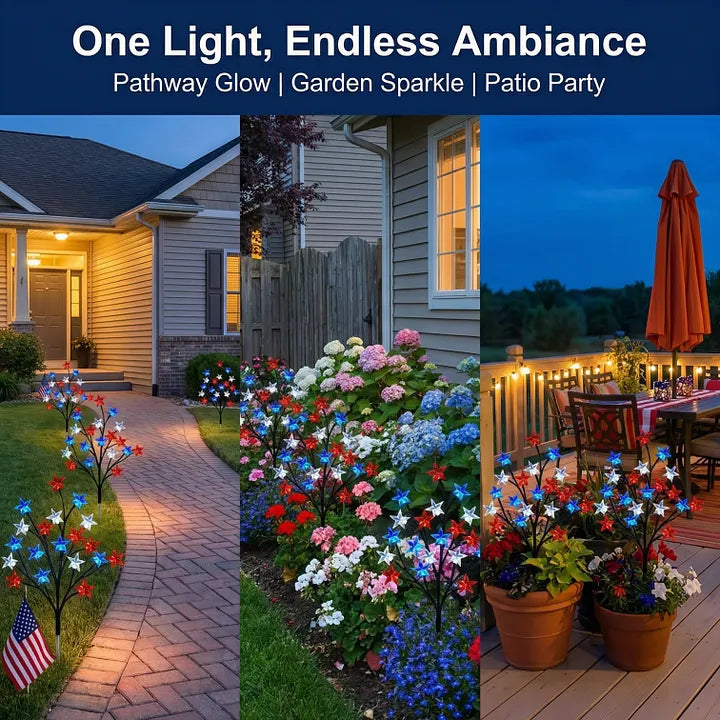 💕Solar Patriotic Star Lights for Outdoor Decor(20 Lights)