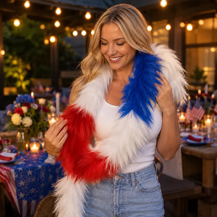 Patriotic Red, White & Blue Feather Garland