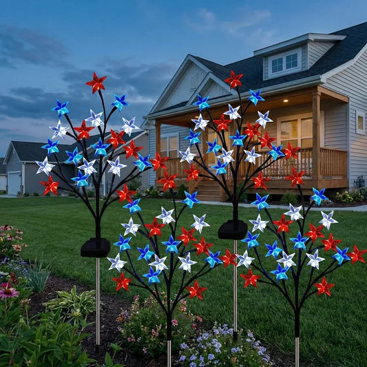 💕Solar Patriotic Star Lights for Outdoor Decor(20 Lights)