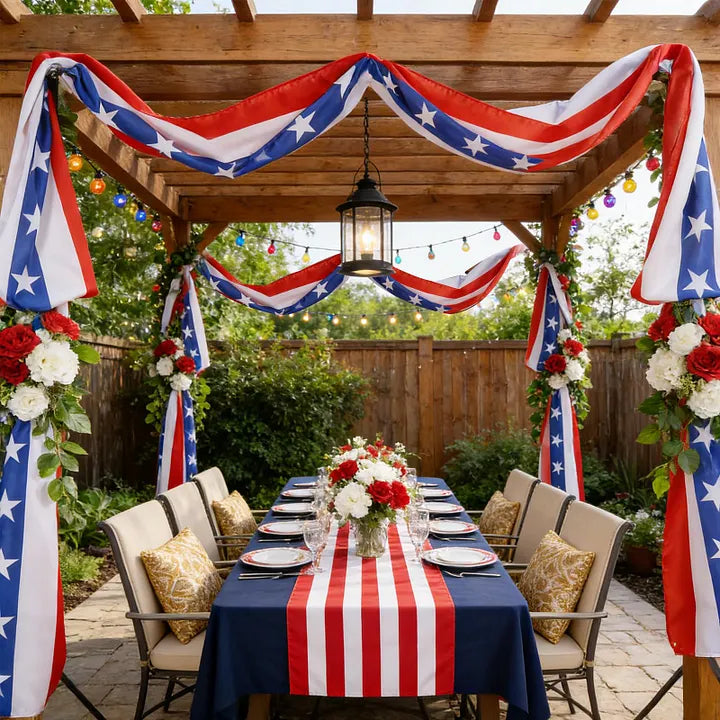 20 FT Patriotic Decorations Bunting Flags– 250th Anniversary Red White Blue Bunting