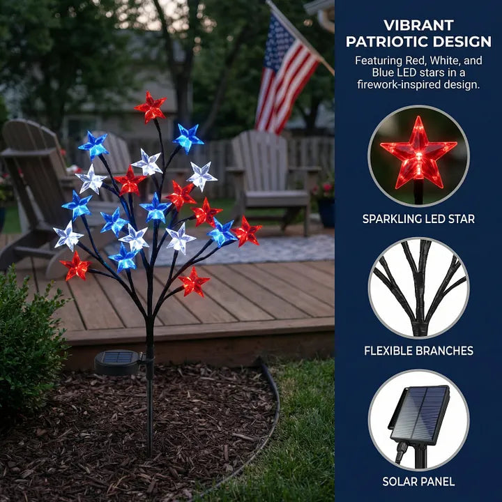 💕Solar Patriotic Star Lights for Outdoor Decor(20 Lights)