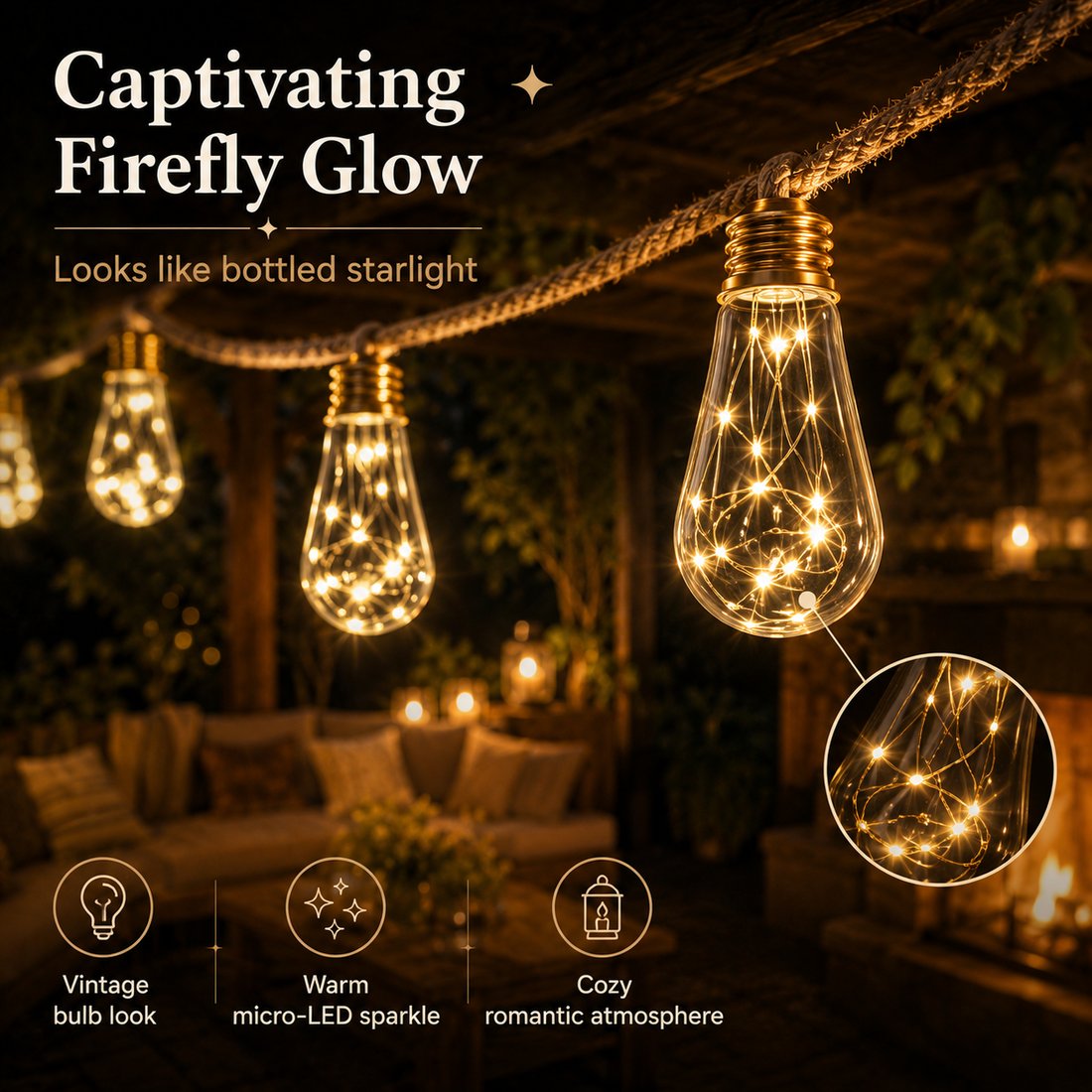 Solar Boho Rope Firefly Lights
