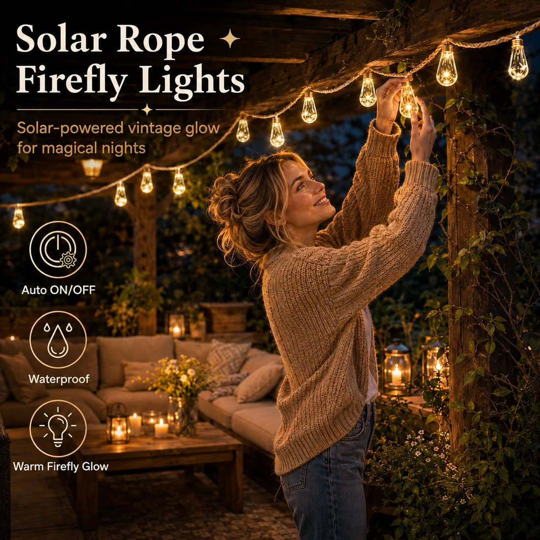 Solar Boho Rope Firefly Lights